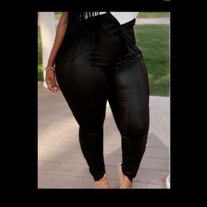 Brand new faux leather belted skinny pants